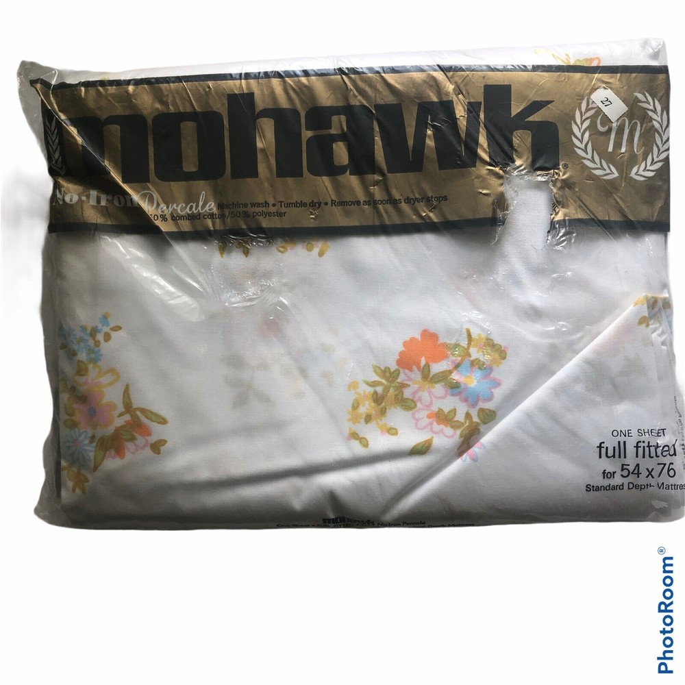 Vintage NEW Mohawk Percale Full Sized Fitted Bed Sheet Wentworth Floral